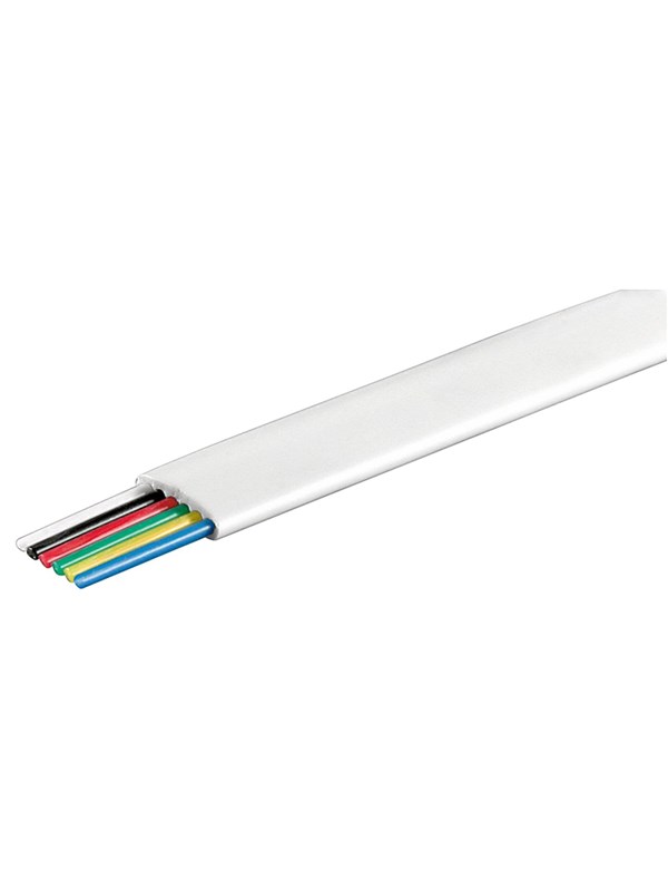 Telefonledning - 6 x 0,08mm² FK4 CCA trådet, Hvid (100m)