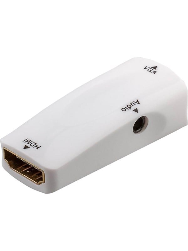 Kompakt HDMI til VGA konverter m. audio - HDMI hun, Hvid