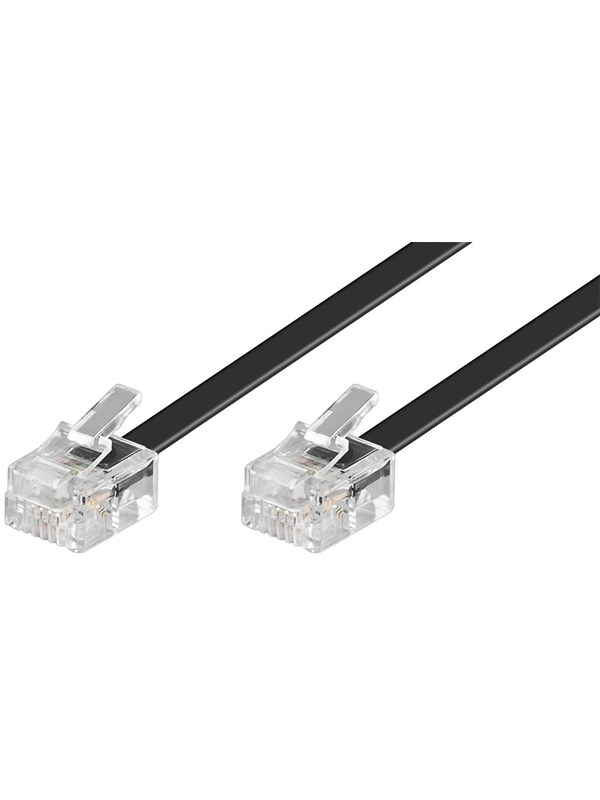 Telefonledning - 2 x RJ11(6P4C) han, Sort (15m)