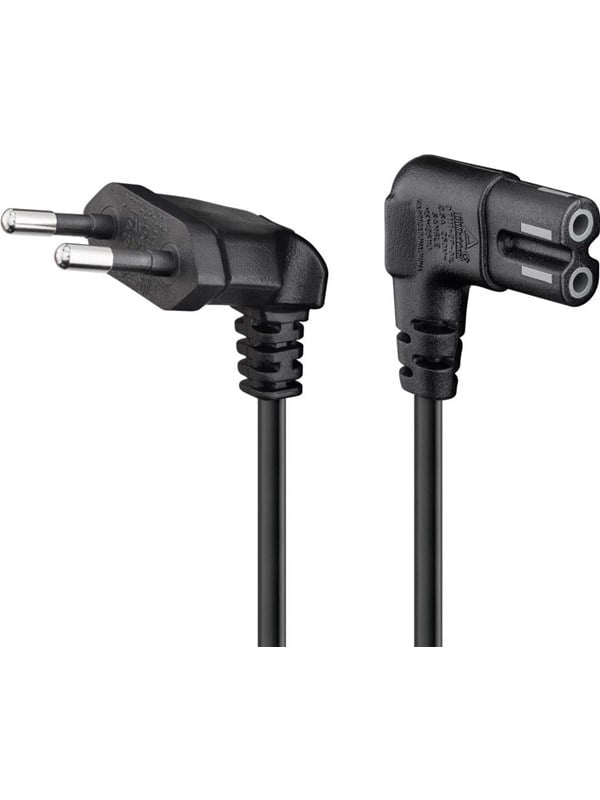 Goobay Euro-tilslutningskabel, 3 m, sort Euro-stik (type C, CEE 7/16) > apparatudtag C7