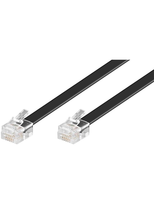 Telefonledning - 2 x RJ12(6P6C) han, Sort (6m)