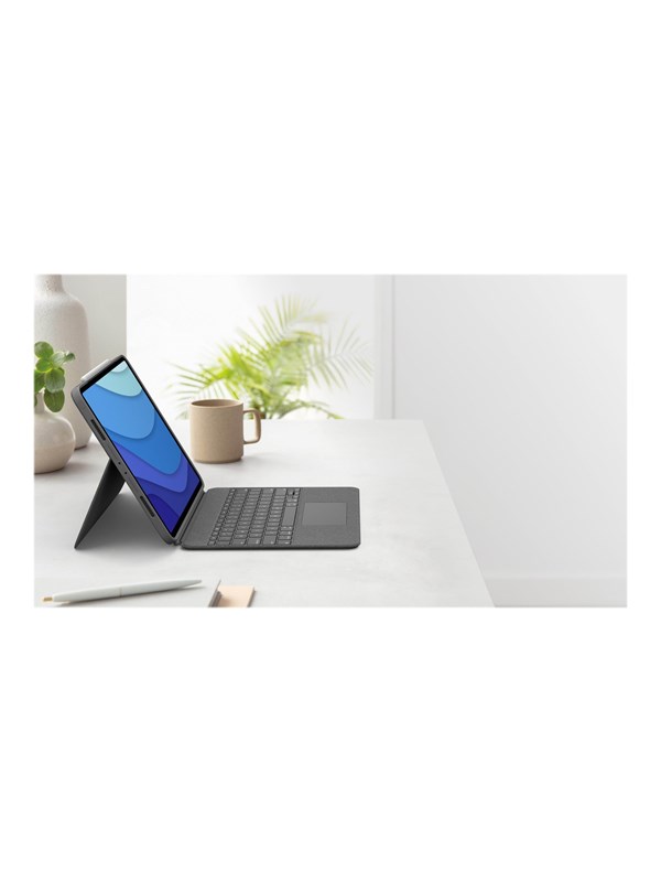Logitech Combo Touch - keyboard and folio case - with trackpad - QWERTY - US International - oxford grey - Tastatur & Folio sæt - Universal - Grå
