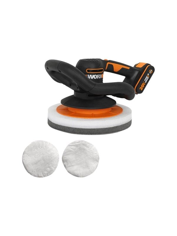 WORX WX856, Roterende bilpolermaskine, 3000 rpm, Sort, Grå, Orange, Hvid, 2 kg, Batteri