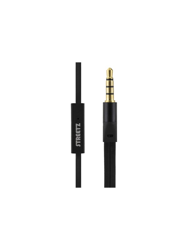 STREETZ in-ear headset, 1-button remote, 3.5mm, microphone, black