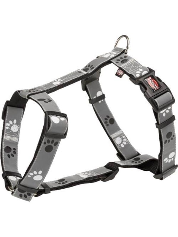Trixie Silver Reflect H-harness M-L: 50-75 cm/25 mm black/silver grey