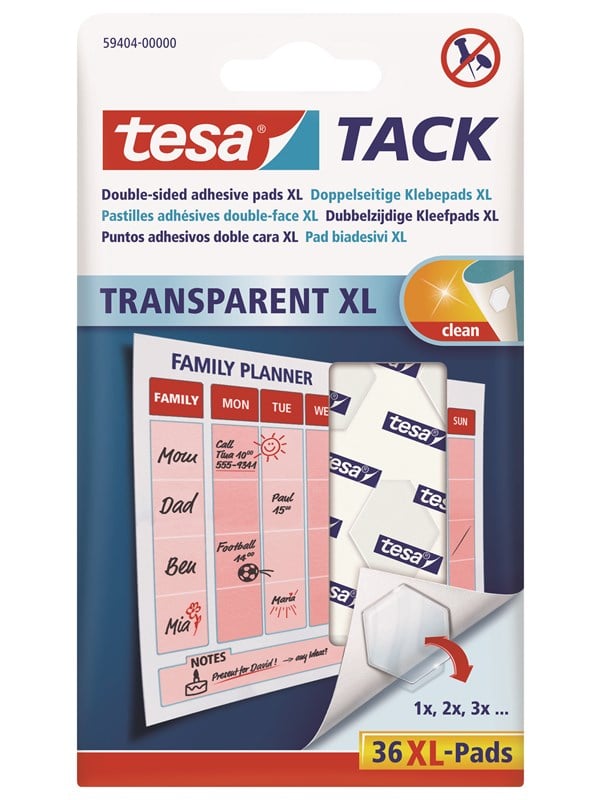 Brikker tesa® TACK XL dobbeltklæbende transparent - (36 stk.)