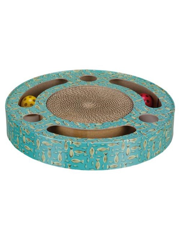 Trixie Scratching drum with balls cardboard catnip ø 33 × 5.5 cm assorted colours