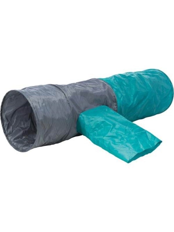 Trixie Playing tunnel with 4 entrances plush ø 30 × 115 cm dark grey/petrol