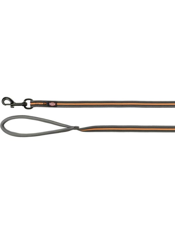 Trixie Fusion tracking leash rubberised M-XL: 3 m/17 mm graphite/papaya