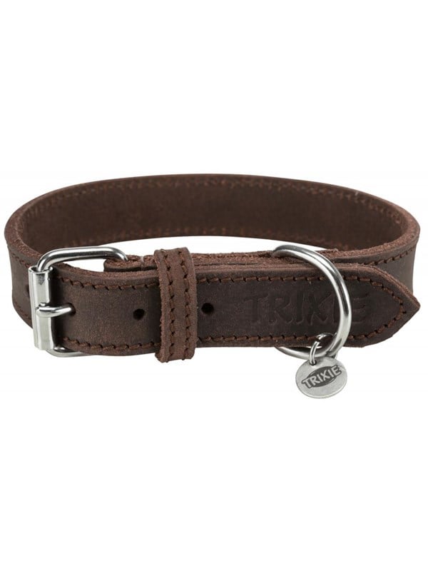 Trixie Rustic fat leather collar S-M: 34-40 cm/25 mm dark brown