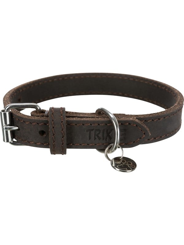 Trixie Rustic fat leather collar XS-S: 27-34 cm/18 mm dark brown