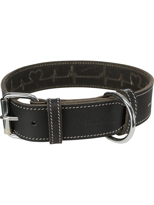 Trixie Rustic fatleather lead Heartbeat M: 38-47 cm/40 mm black