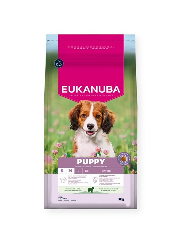 Eukanuba Puppy Small/Medium Lam & Ris - tørfoder til hund - 3kg