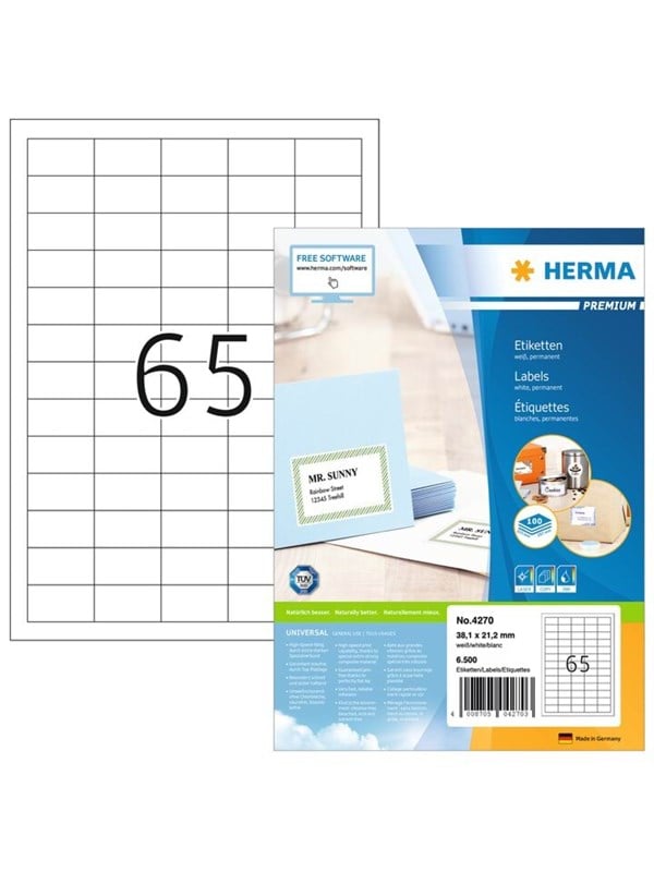 HERMA Premium Laminerede etiketter 38.1 x 21.2 mm 6500etikette(r) 4270