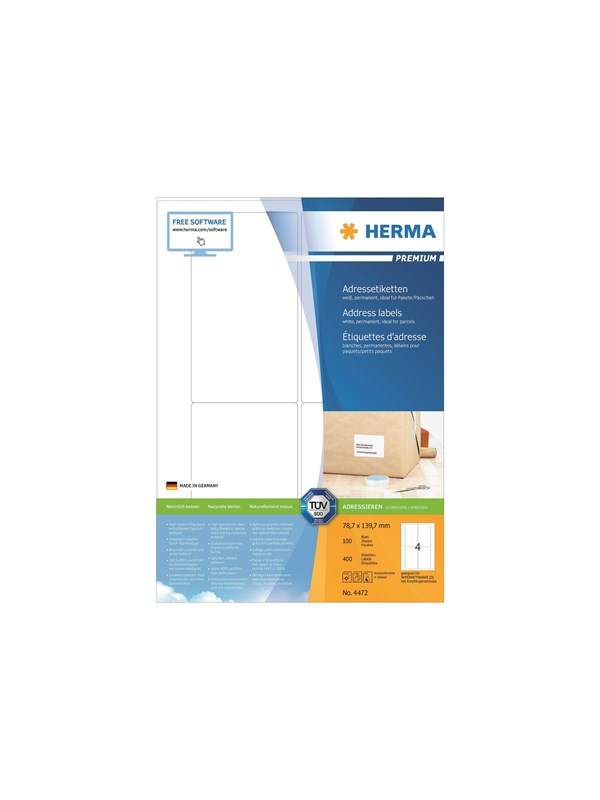HERMA Premium Laminerede adressemærkater 139.7 x 78.7 mm 400etikette(r)