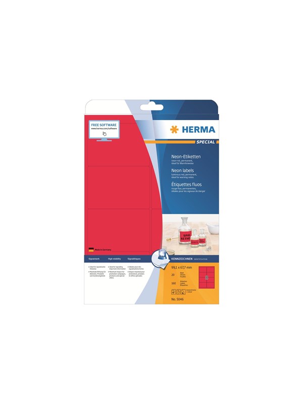HERMA Special Fluorescens-etiketter 99.1 x 67.7 mm 160etikette(r)