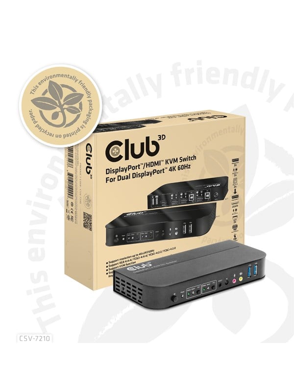 Club 3D CSV-7210 - KVM / audio-switch - 2 x KVM / audio - 1 lokalbruger - desktop