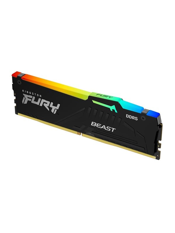 Kingston FURY Beast RGB DDR5-5200 - 32GB - CL40 - Single Channel (1 pcs) - Intel XMP - Sort med RGB billede
