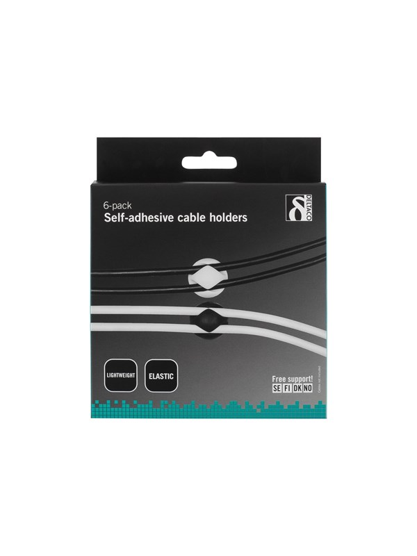 Deltaco Cable Holder Self Adhesive 6-pack