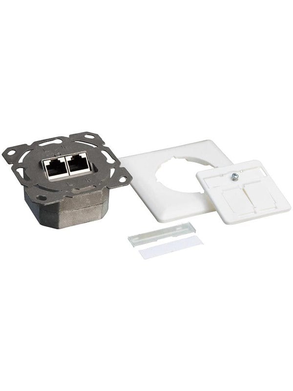 LogiLink Cat.6A wall outlet 2 x RJ45 shielded signal white