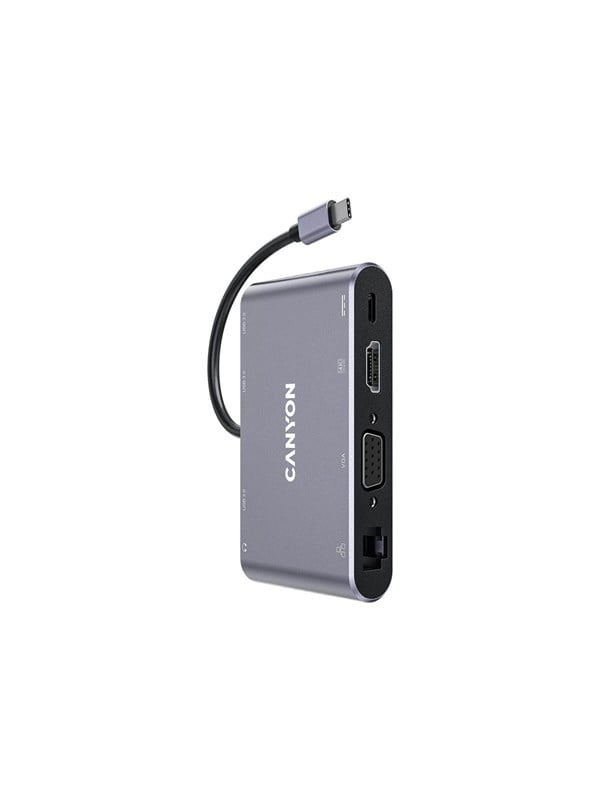 Canyon DS-14 8-i-1 USB-C Hub 4K, Mørkegrå