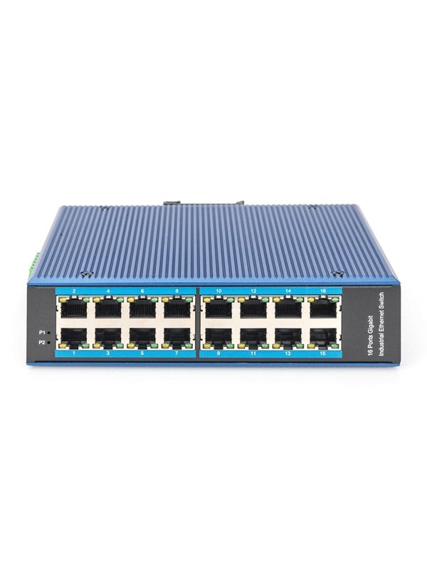 Netværksswitch gigabit 16 porte - DIGITUS, industriel, unmanaged