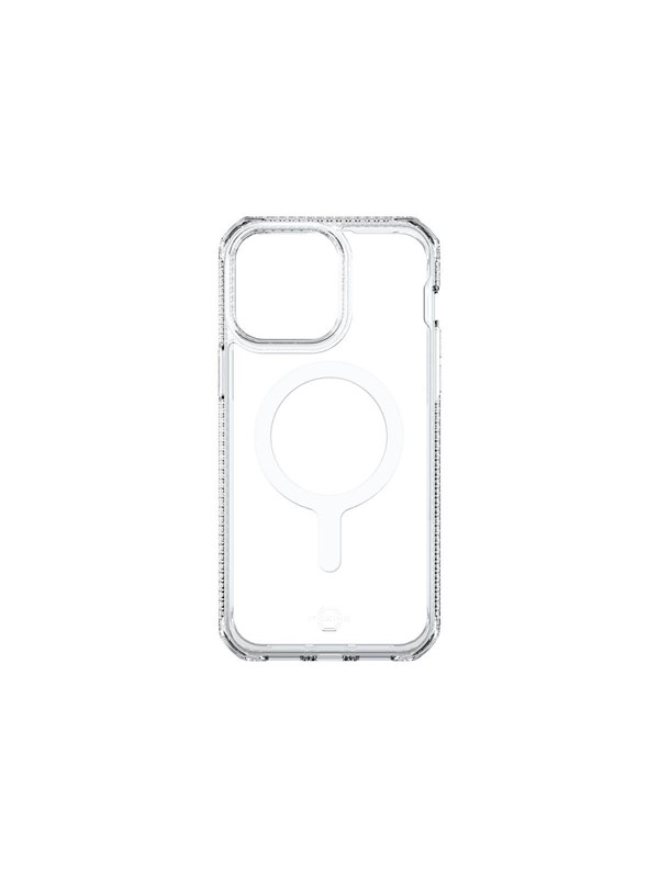 ITSKINS HYBRID_R // CLEAR - Bagsidecover til mobiltelefon - grov - MagSafe-kompatibel - MagSafe-kompatibilitet - 100 % genbrugt materiale - gennemsigtig - for Apple iPhone 14 Pro