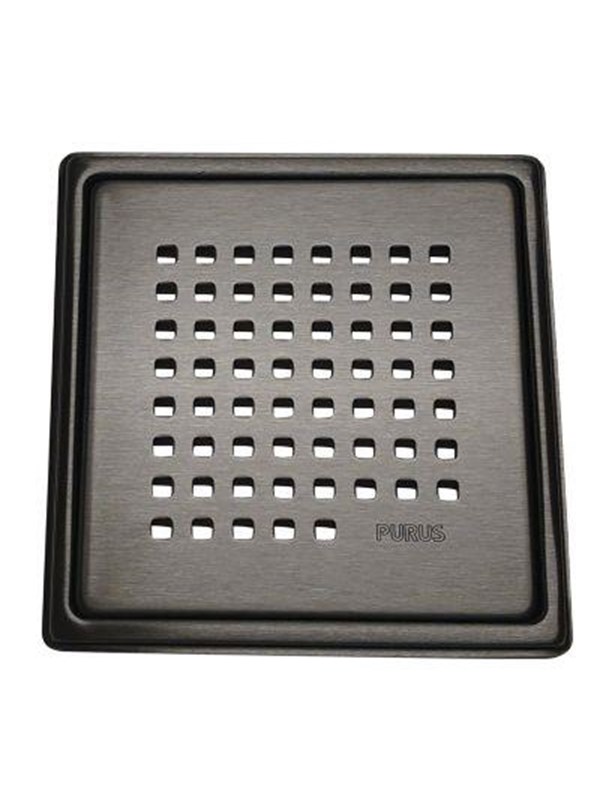 Purus Square Chess afløbsrist, rist og ramme, 161x161 mm, mat sort