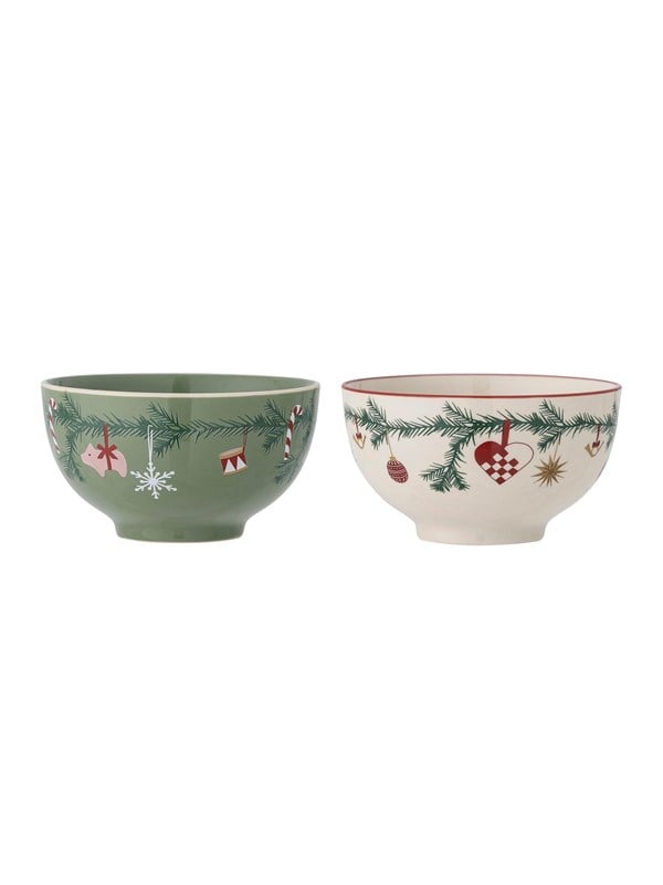 Bloomingville - Yule Skål, Multifarvet, Stentøj, D14xH7,5 cm, Set of 2