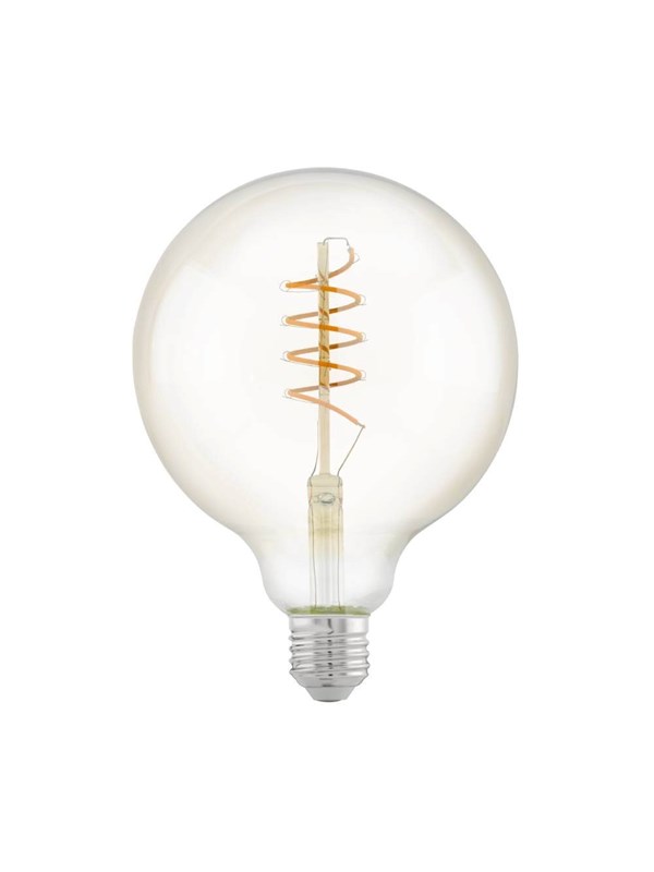 EGLO E27 LED G125 amberfarvet globepære med spiral og varmt hvidt lys