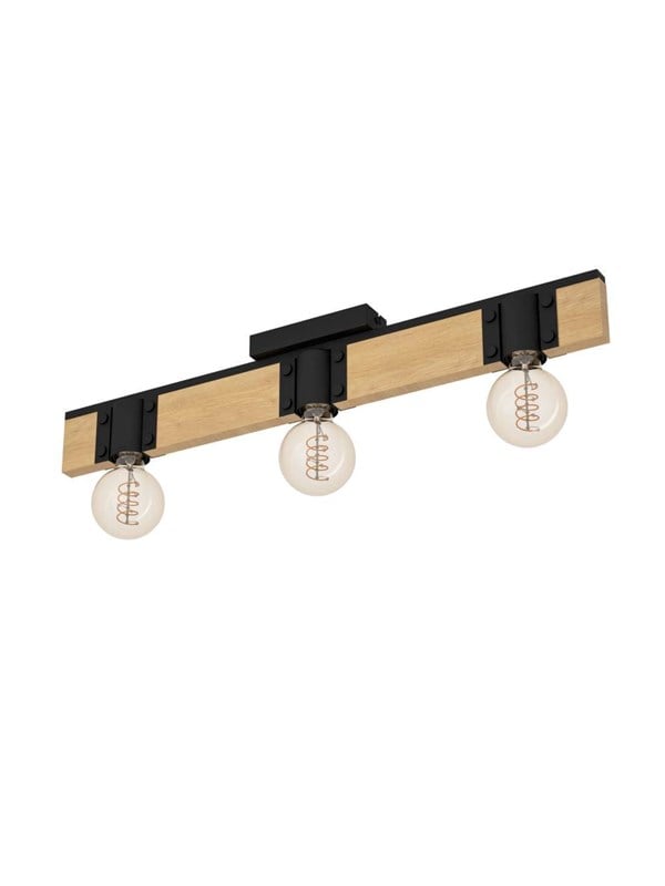 EGLO BAILRIGG loftlampe 3L, sort/træ