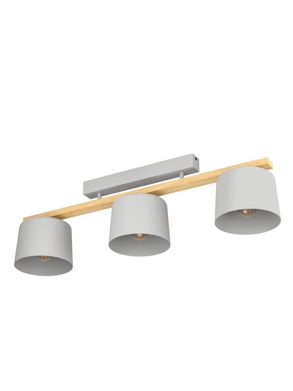 EGLO Mariel Loft 3L E27 Lysgrå/Træ