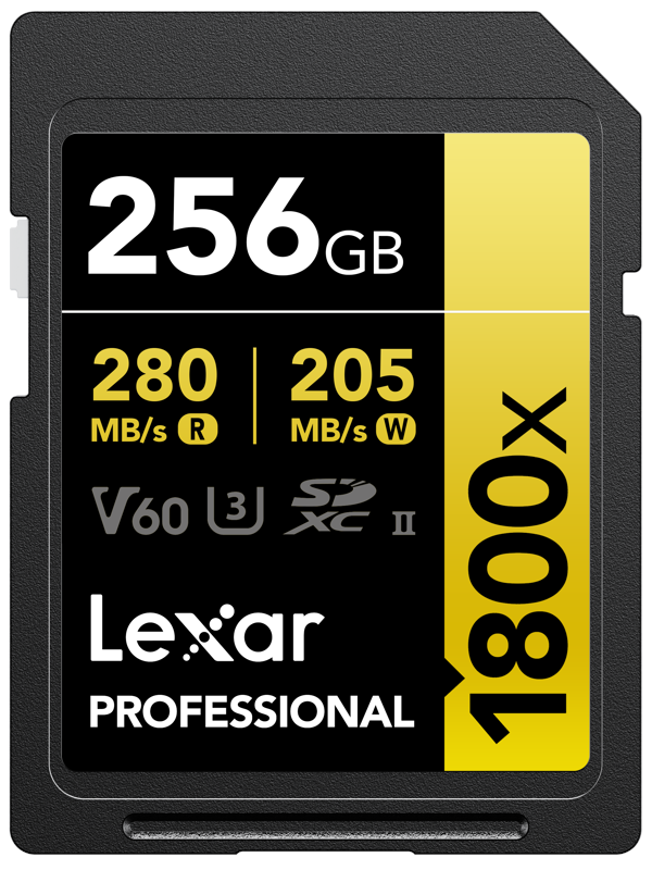 Lexar Professional GOLD Series - Flashhukommelseskort - 256 GB - Video Class V60 / UHS-II U3 / Class10 - 1800x - SDXC UHS-II