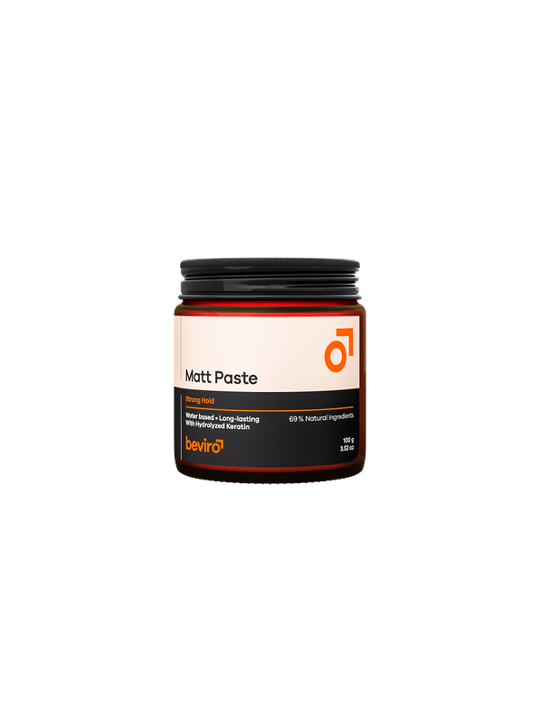 Beviro Matt Paste Strong Hold – Vandbaseret stylingvoks med 69% naturlige ingredienser​