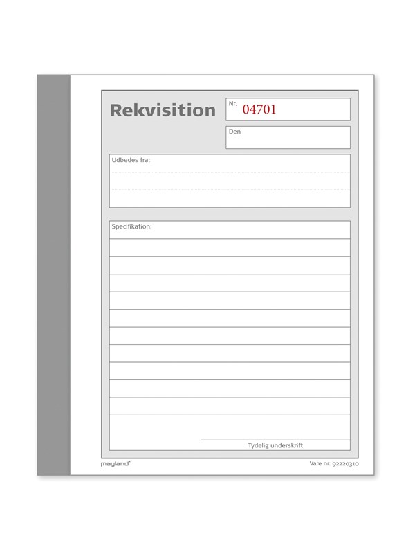 Rekvisitionbog 92 2203 10 108x150mm 2x50 Blade