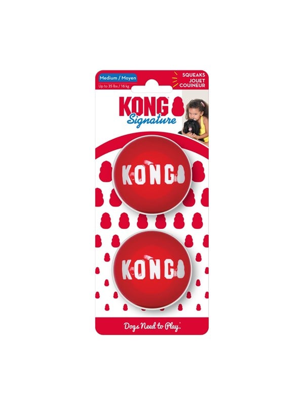 KONG Dog Toy Signature Balls Medium 6cm (2-Pack)