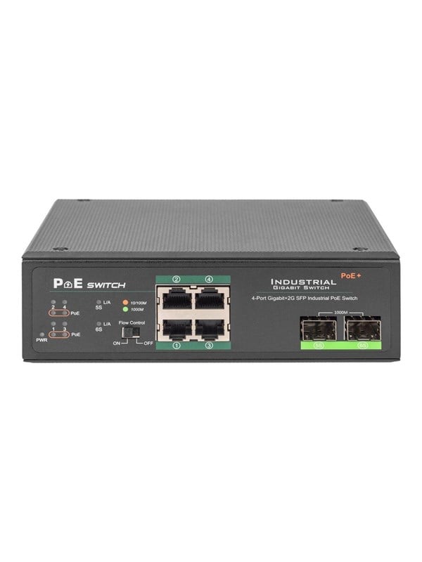 DIGITUS DN-651109 - Industrial Gigabit Ethernet PoE+ Switch 4-port PoE + 2-port SFP