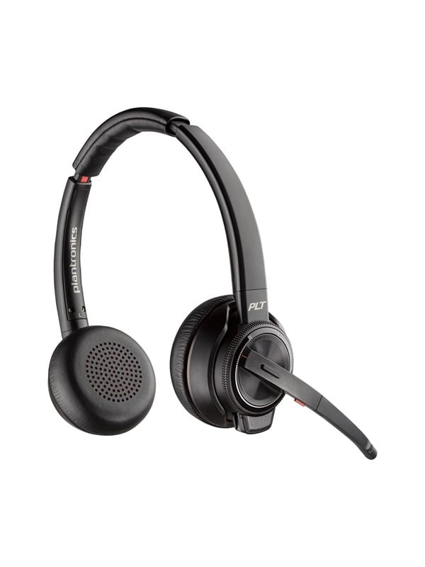 HP Poly Savi 8220 - Savi 8200 series - headset - på øret - DECT / Bluetooth - trådløs - USB-A via Bluetooth adapter - sort - Zoom Certified, UC-certi