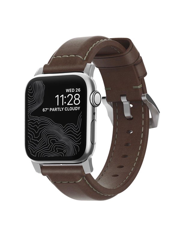 Nomad - Traditional Band - 44mm/42mm | Silver Hardware | Rustic Brown Leather