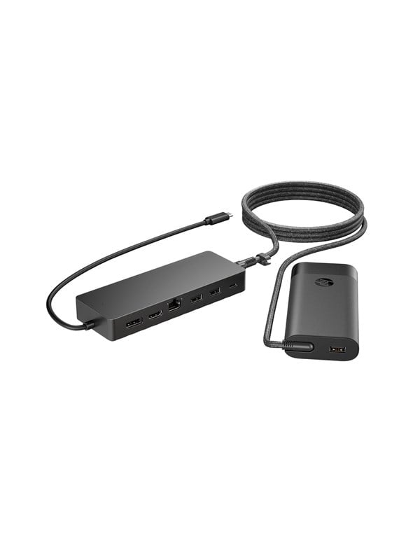 HP universal USB‑C multiport hub og laptopoplader