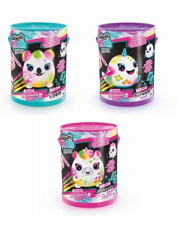 Airbrush Plush Bamse - Squish Pals Paint Can - Neon - 15 cm - As