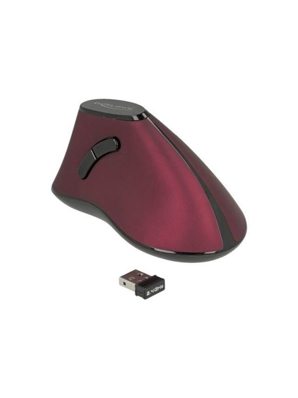 DeLOCK - vertical mouse - 2.4 GHz - black / red - Vertical mouse - Optisk - 5 knapper - Sort