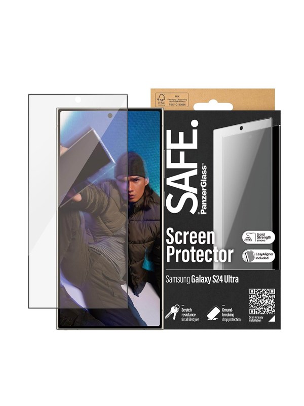 SAFE by PanzerGlass Screen Protector Samsung Galaxy S24 Ultra | Ultra-Wide Fit w. EasyAligner