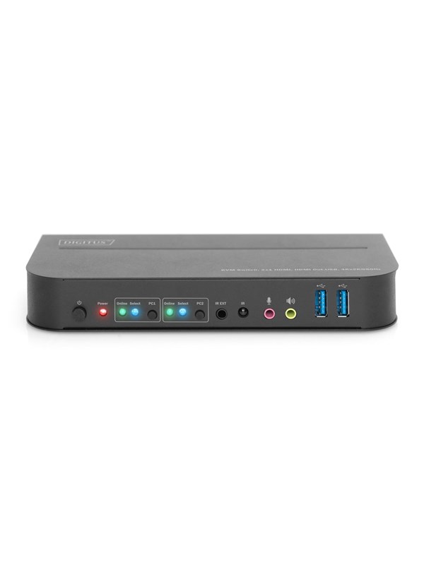 DIGITUS - KVM/video/audiokontakt - 2 x KVM port(s) - desktop, væg-monterbar