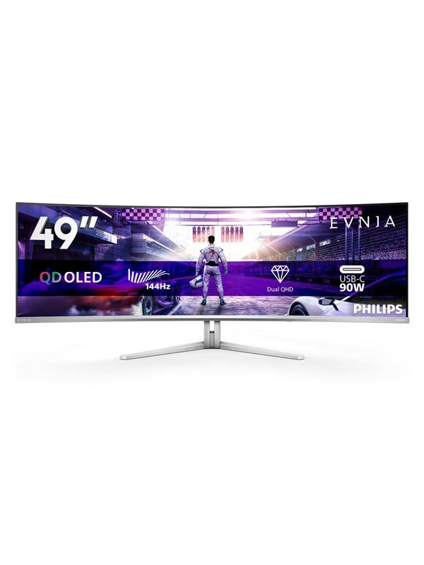 49" Philips Evnia 8000 49M2C8900L - 5120x1440 - 144Hz - QD-OLED - 90W USB-C - KVM switch billede