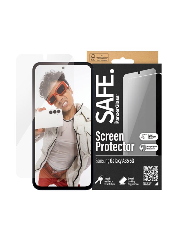 SAFE by PanzerGlass Screen Protector Samsung Galaxy A35 5G | Ultra-Wide Fit w. EasyAligner billede