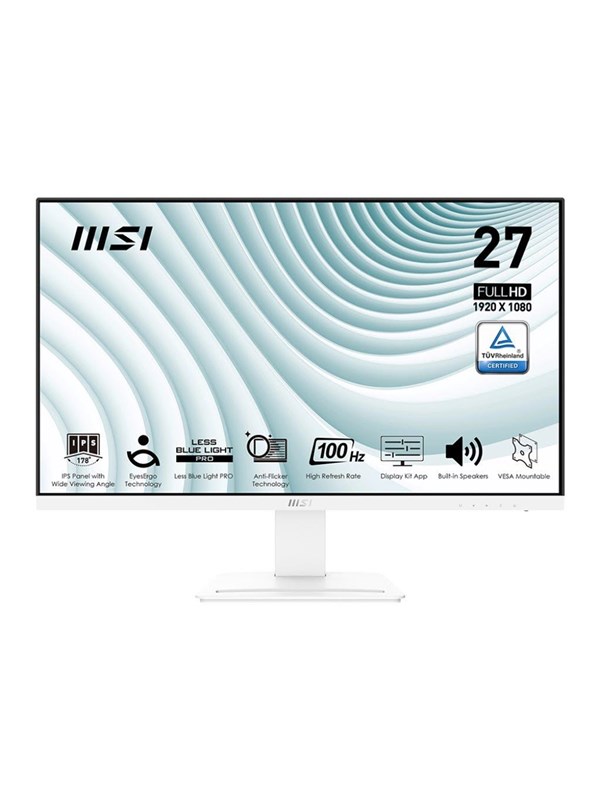 MSI PRO MP273AWDE 27" 1920 x 1080 (Full HD) VGA (HD-15) VGA HDMI DisplayPort 100Hz hvid