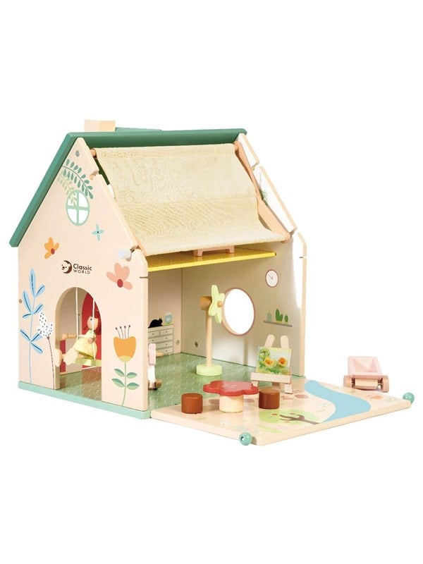 Classic World Wooden Dollhouse with Garden 10 pcs