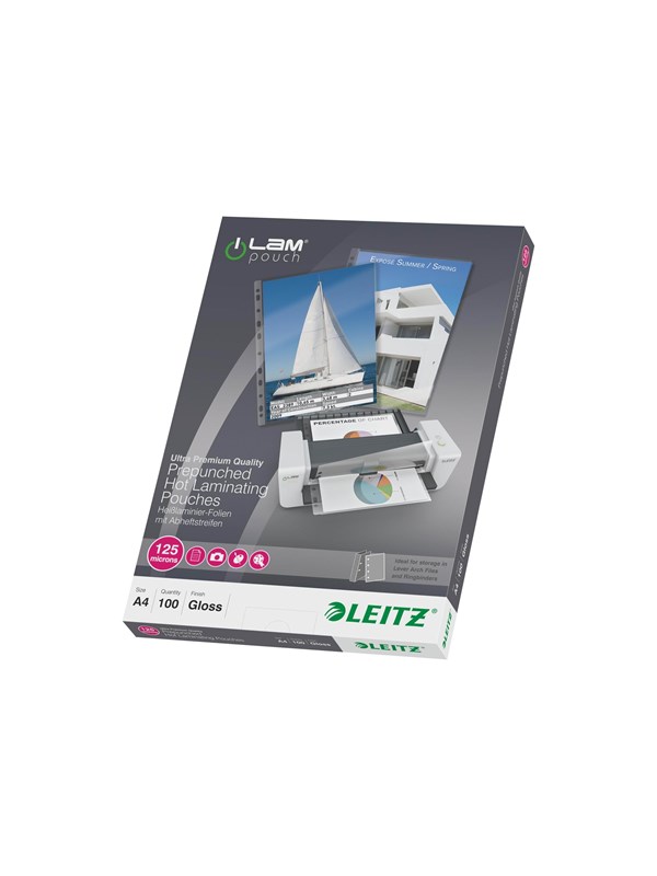 Lamineringslommer Leitz A4 med huller 125 micron - (100 stk.)