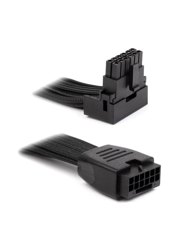 DUTZO Sleeved PCI-E 12V-2x6 forlængerkabel - Lås stift op - Sort